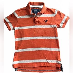 Men’s American Eagle Polo Striped Shirt Size XSmall White/Orange Great Condition